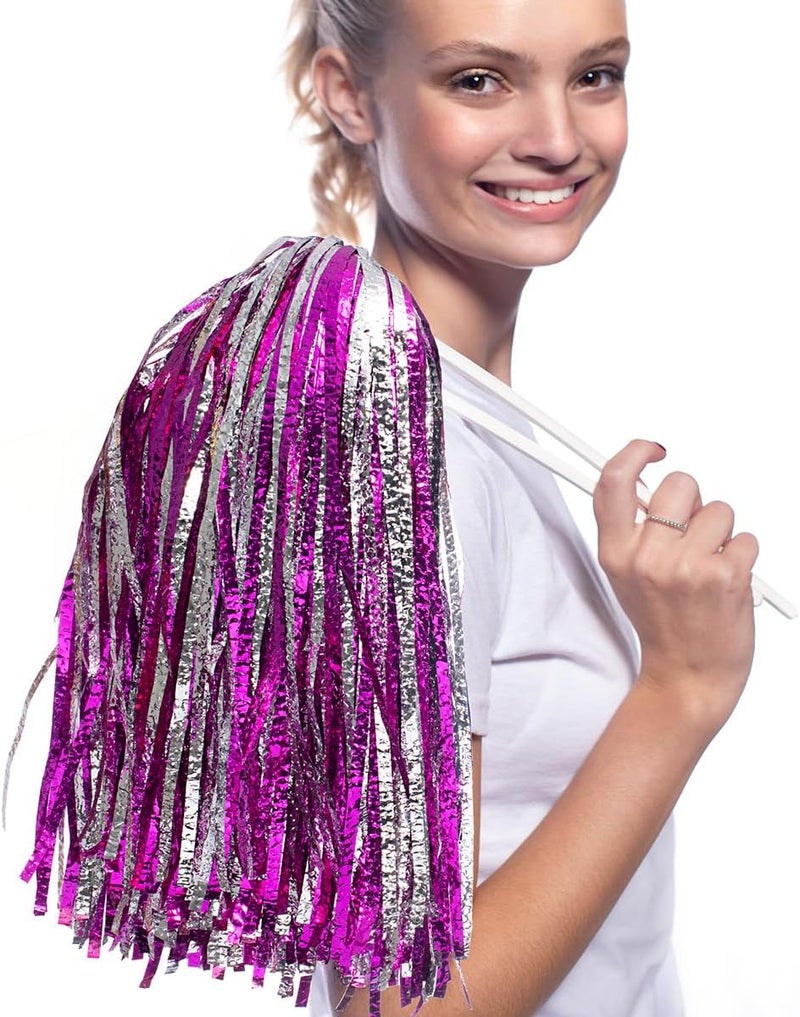 Anderson's Metallic Foil Textured School Spirit Shakers, Cheerleader Pom Poms, Football, Basketball, Homecoming Squad, Team, Party, Dance, Club, Performance, Fan Celebration Pack of 10 - Image 2